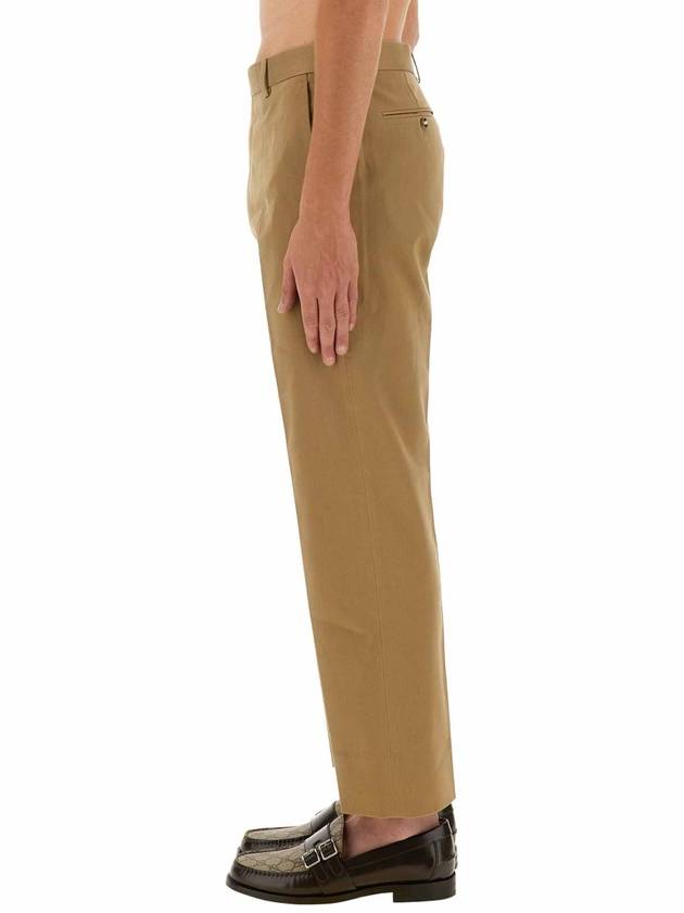 Gabardine Cotton Straight Pants Beige - GUCCI - BALAAN 5