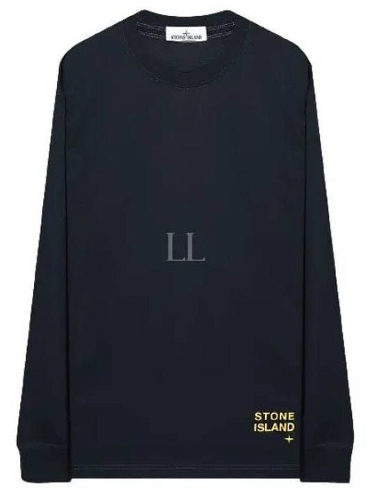 Logo Cotton Long Sleeve T-Shirt Navy - STONE ISLAND - BALAAN 2