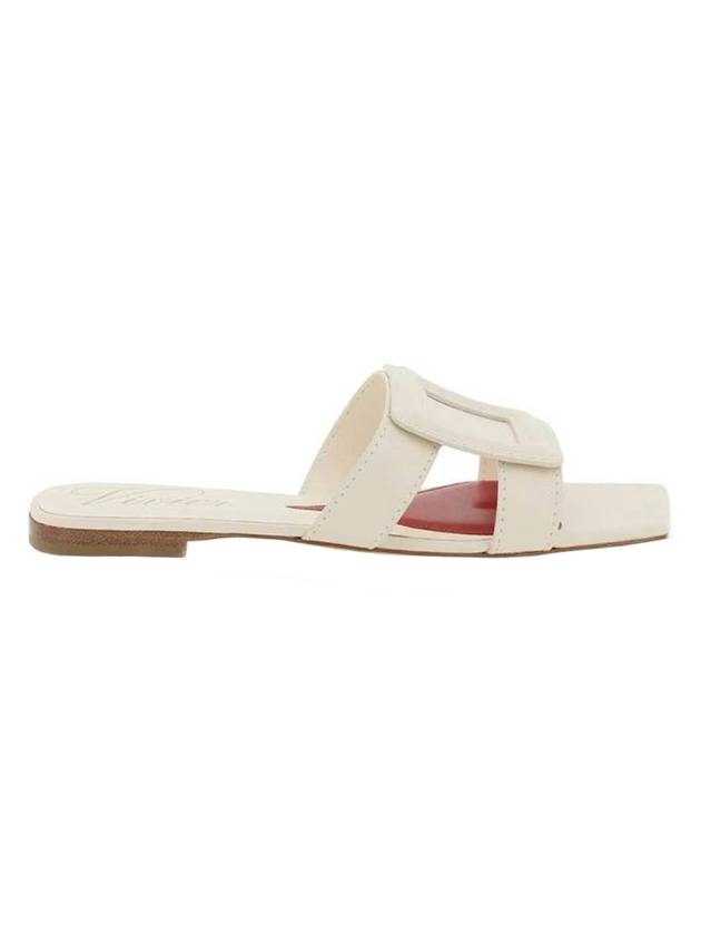 Stitched Buckle Leather Mules Off White - ROGER VIVIER - BALAAN 1