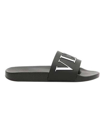 VLTN Logo Rubber Slippers Black - VALENTINO - BALAAN 1