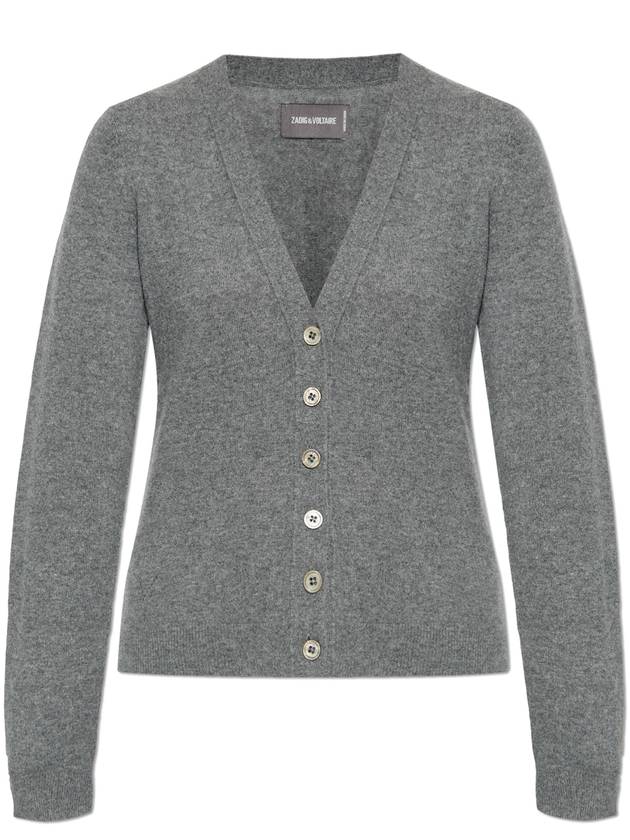 Zadig & Voltaire Cashmere Cardigan Jemmy, Women's, Grey - ZADIG & VOLTAIRE - BALAAN 1