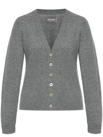 Zadig & Voltaire Cashmere Cardigan Jemmy, Women's, Grey - ZADIG & VOLTAIRE - BALAAN 1