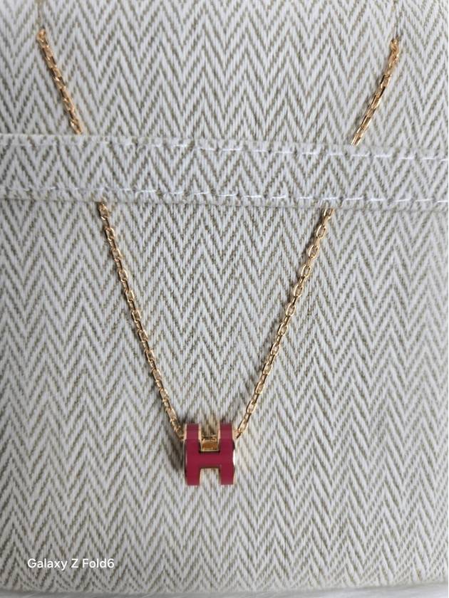 Mini Pop H Pendant Necklace Rose Gold - HERMES - BALAAN 3