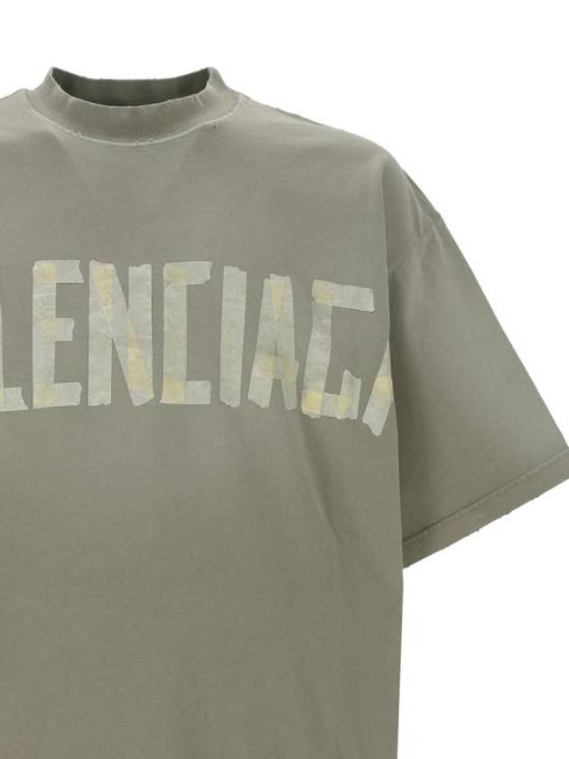 Tape Type Logo Medium Fit Short Sleeve T-Shirt Green - BALENCIAGA - BALAAN 3