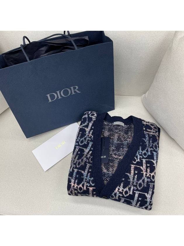 Oblique Wool Jacquard Cardigan Blue - DIOR - BALAAN 8