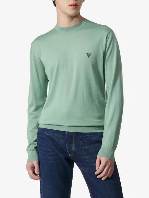 Superfine Crew Neck Wool Knitted Sweater Mint - PRADA - BALAAN 2