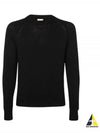 Men’s Merino Wool Knit Top Black - TEN C - BALAAN 2