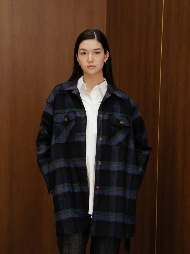 Navy plaid shirt jacket - YOUNESS - BALAAN 3