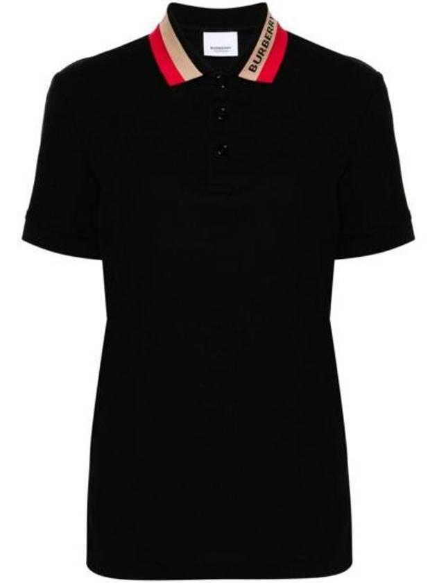 Logo Stripe Short Sleeve Polo Shirt Black - BURBERRY - BALAAN 1