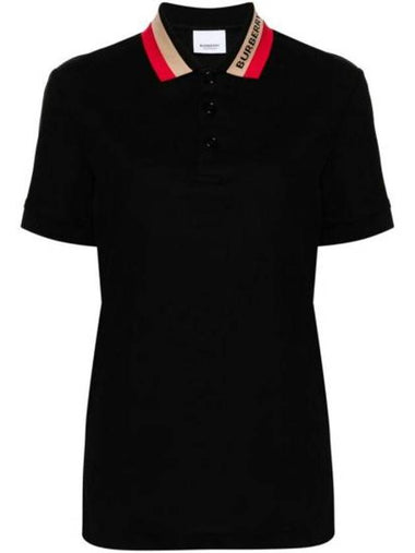 Logo Stripe Short Sleeve Polo Shirt Black - BURBERRY - BALAAN 1