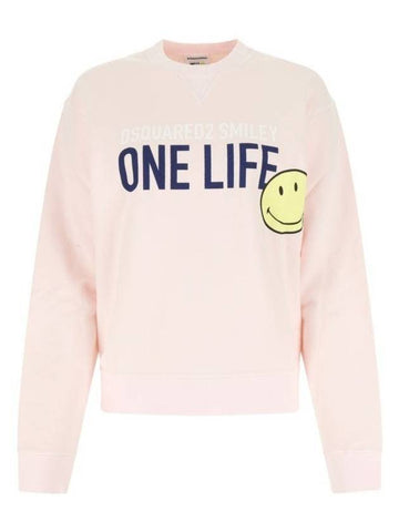 Women's Smiley Cotton Cool Fit Sweatshirt Pink - DSQUARED2 - BALAAN 1