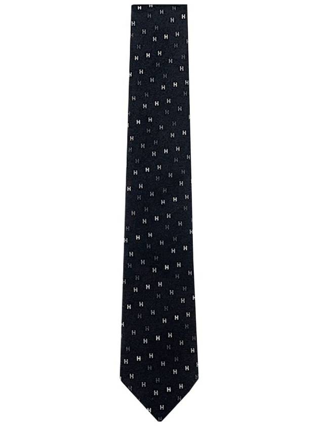 H Scintillant Silk Tie Noir Gris - HERMES - BALAAN 2