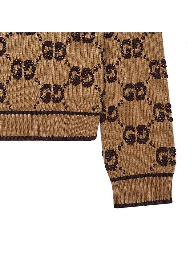 GG Bouclé Jacquard Crew Neck Wool Knit Top Camel - GUCCI - BALAAN 8