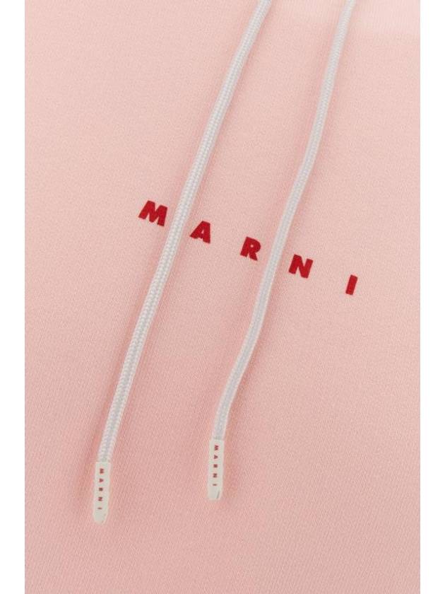 Logo Print Drawstring Hoodie Pink - MARNI - BALAAN 4