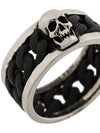 Men's Non-Colored Skull Chain Ring Ring Black Silver - ALEXANDER MCQUEEN - BALAAN.