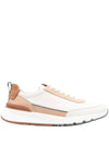 Logo Patch Leather Low Top Sneakers Beige White - BRUNELLO CUCINELLI - BALAAN 2