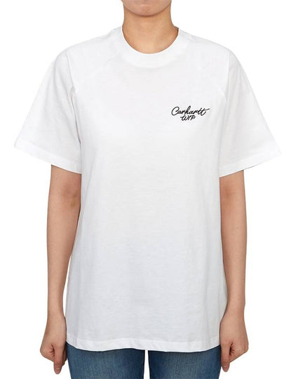 Signature Embroidered Short Sleeve T-Shirt White - CARHARTT WIP - BALAAN 2