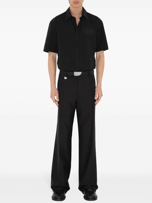 EKD Embroidered Cotton Short Sleeve Shirt Black - BURBERRY - BALAAN 3