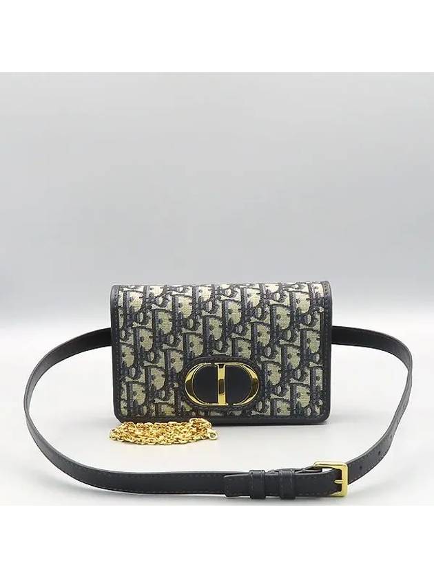 S2086UTZQ Blue oblique jacquard 30 MONTAIGNE 2 in 1 pouch belt bag chain strap - DIOR - BALAAN 2