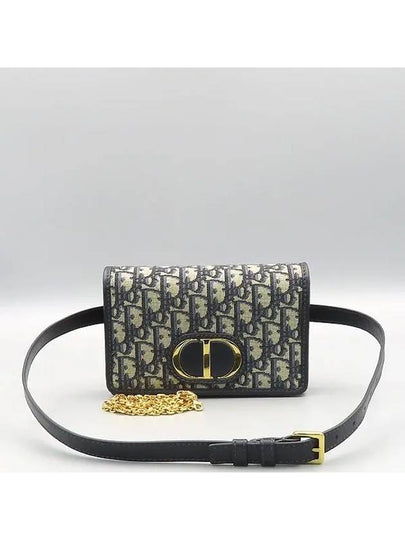 S2086UTZQ Blue oblique jacquard 30 MONTAIGNE 2 in 1 pouch belt bag chain strap - DIOR - BALAAN 2