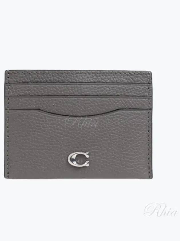 Logo Leather Card Wallet Charcoal - COACH - BALAAN 2