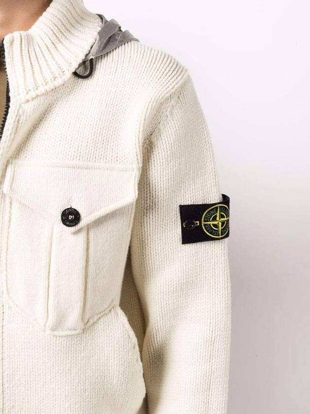 Wappen Patch Wool Zip-up Cardigan Natural - STONE ISLAND - BALAAN 7