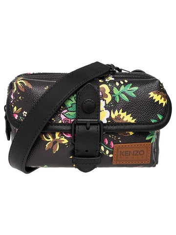 Pop Bouquet Print Messenger Bag Black - KENZO - BALAAN 1