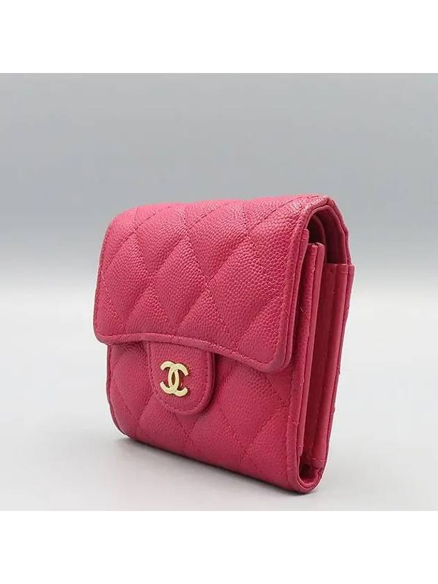 AP0712 Pink Caviar Skin Classic Small Size Double Bicycle Wallet - CHANEL - BALAAN 3