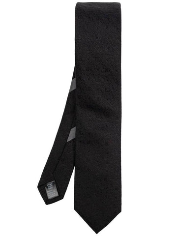 Dolce & Gabbana Silk Tie With Monogram, Men's, Black - DOLCE&GABBANA - BALAAN 1