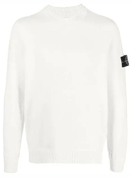 wappen patch wool knit top natural - STONE ISLAND - BALAAN.