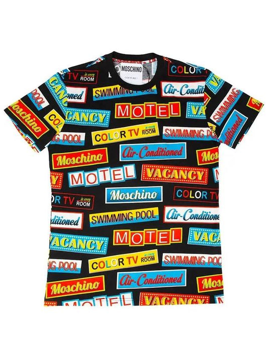 Swimming Pool Printing Short Sleeve T-Shirt Black RMM0802 - MOSCHINO - BALAAN 1