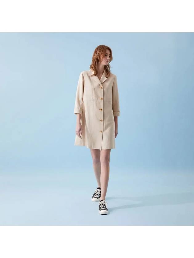 Linen long jacket mini dress beige 021B - VOYONN - BALAAN 4