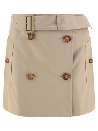 Women's Cotton Gabardine Mini Trench A-Line Skirt Beige - BURBERRY - BALAAN 2