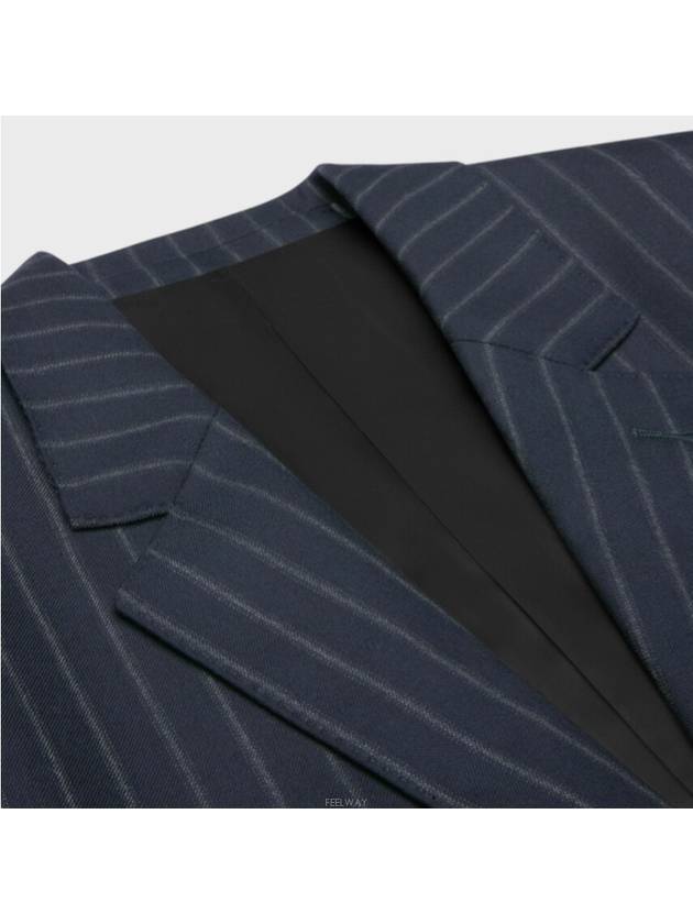 Striped Wool BNF Blazer Jacket Navy - CELINE - BALAAN 4