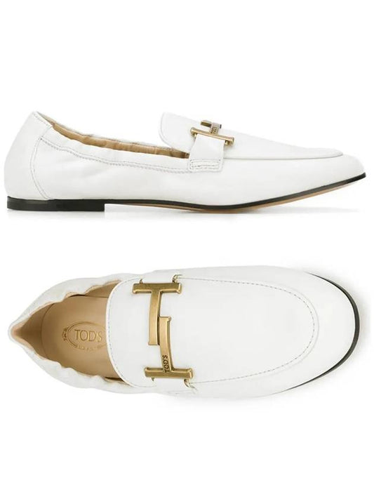 Women's Double T Leather Loafer White - TOD'S - BALAAN 2