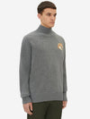 Men's Fox Head Patch Oversized Wool Turtleneck Grey - MAISON KITSUNE - BALAAN 6