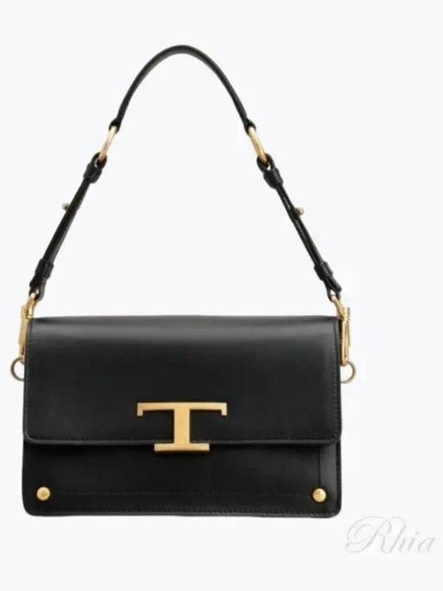T Monogram Leather Shoulder Bag Black - TOD'S - BALAAN 2