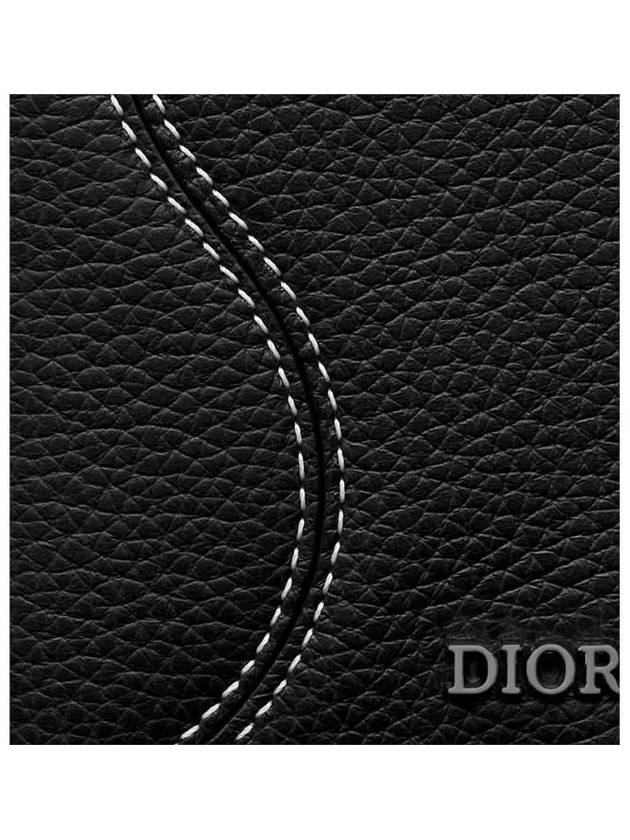 Saddle Grain Calfskin Leather Card Wallet Black - DIOR - BALAAN 6