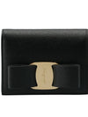 Vara Bow Gloss Flap Half Wallet Black - SALVATORE FERRAGAMO - BALAAN 3