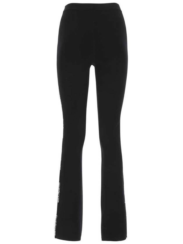 T by Women's Stretch Logo Straight Pants Black - ALEXANDER WANG - BALAAN 3