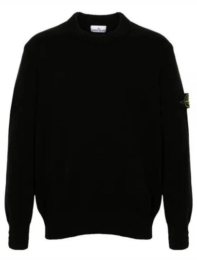 Round Neck Wappen Organic Knit Top Black - STONE ISLAND - BALAAN 2