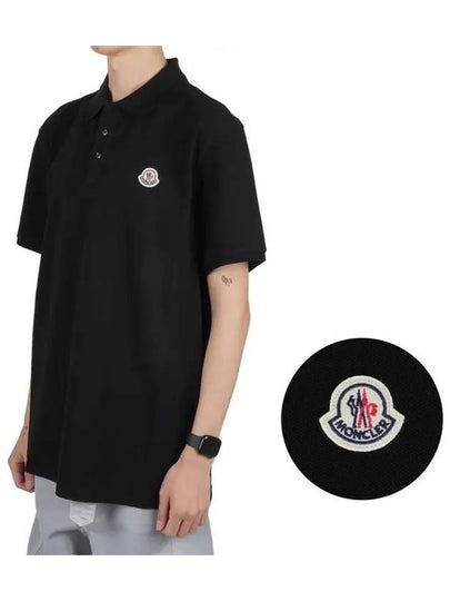 Logo Patch Short Sleeve Polo Shirt Black - MONCLER - BALAAN 2