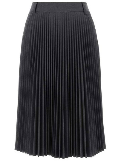 Women's Paneled Wool Blend Pleated Skirt Dark Gray Melange - BURBERRY - BALAAN 2