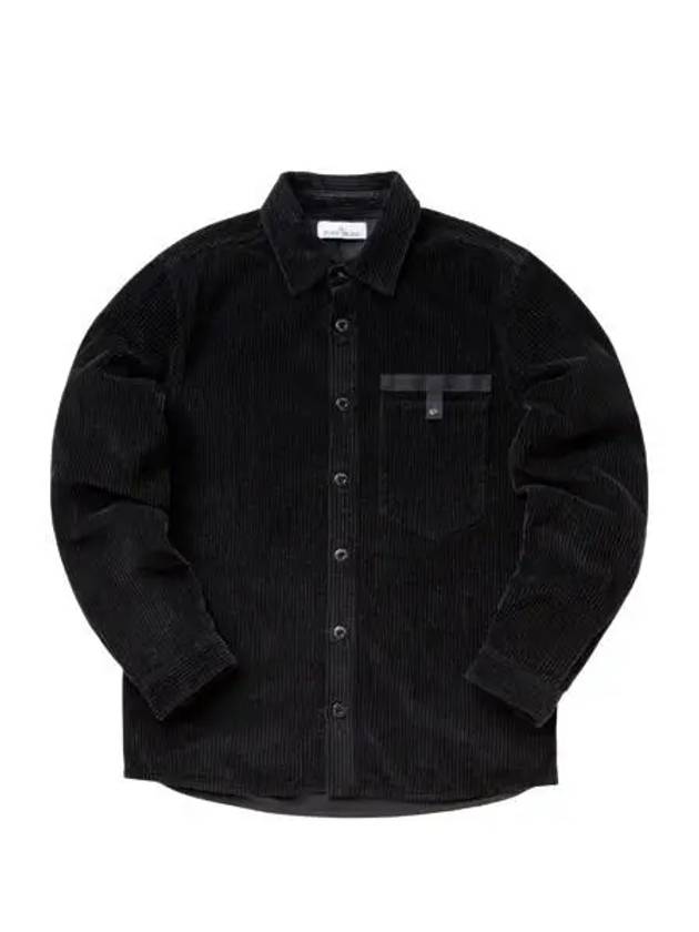 Logo Over Long Sleeve Shirt Black - STONE ISLAND - BALAAN.