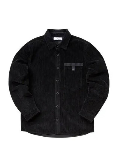 Logo Oversized Cotton Long Sleeve Shirt Black - STONE ISLAND - BALAAN 2