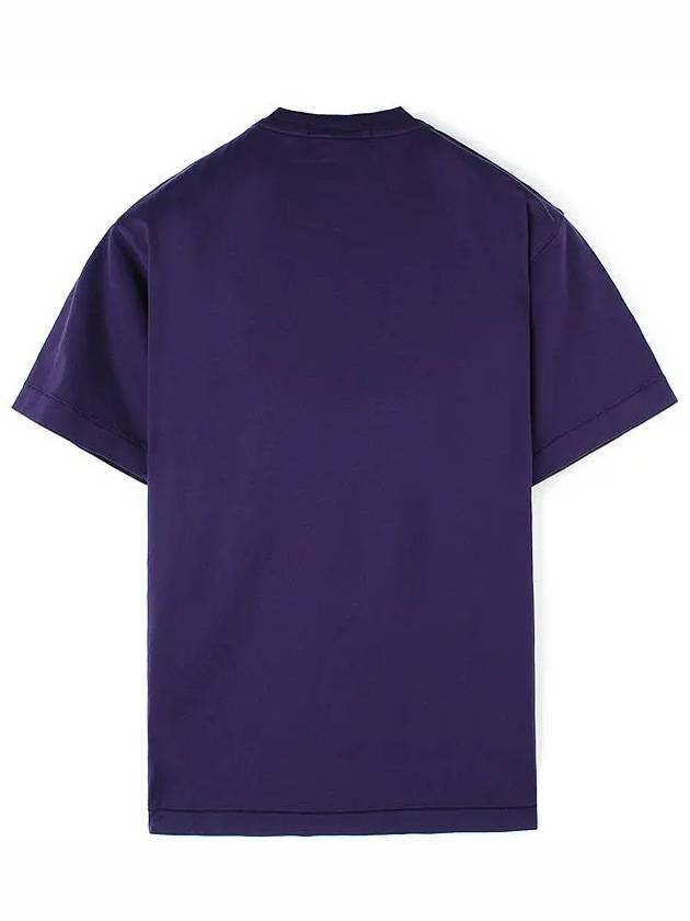 Logo Patch Cotton Short Sleeve T-Shirt Purple - STONE ISLAND - BALAAN 3