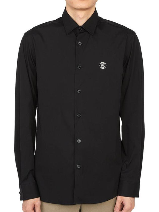 Stanhill Metal Monogram Stretch Cotton Long Sleeve Shirt Black - BURBERRY - BALAAN 2