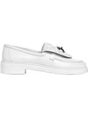 silver CC logo quilted tab loafers white - CHANEL - BALAAN.