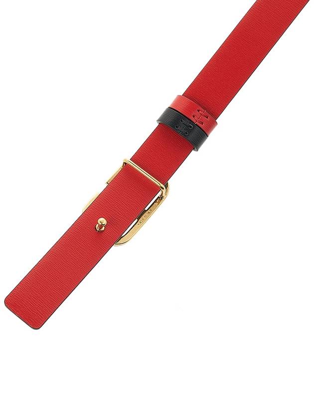 V Logo Signature Leather Belt Black Red - VALENTINO - BALAAN 8