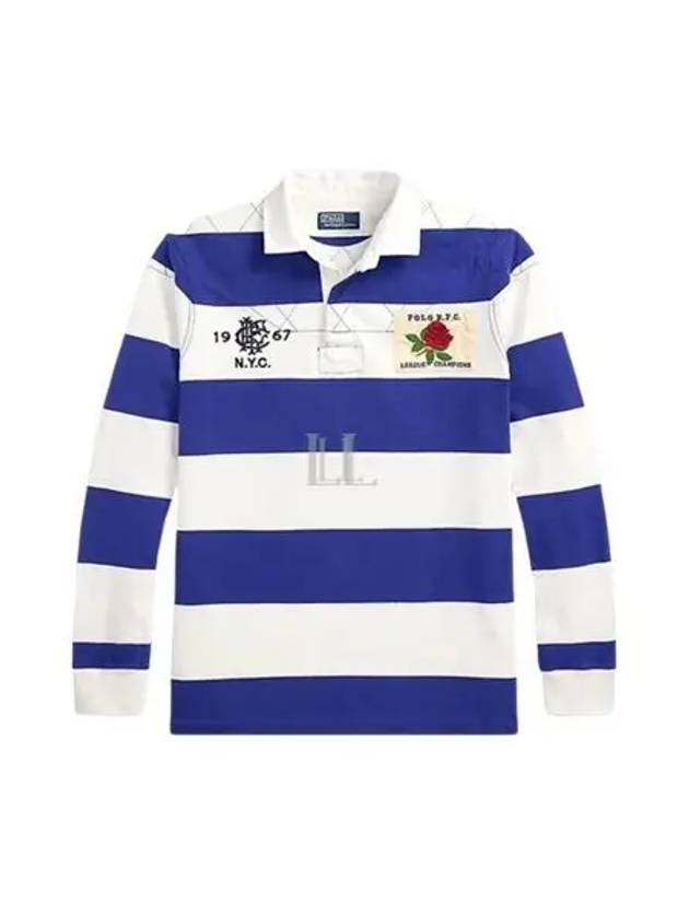 Classic Fit Striped Jersey Polo Shirt Blue White - POLO RALPH LAUREN - BALAAN 2